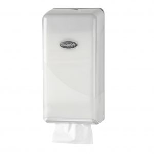 Dozownik BulkySoft do papieru toaletowego w składce, biały, tworzywo ABS