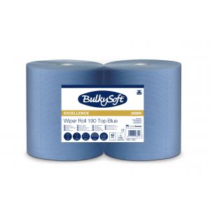 Czyściwo papierowe BulkySoft Excellence, 3 warstwy, kolor niebieski, celuloza, długość roli 190 m, 1 rola/op.