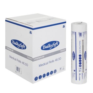Podkład medyczny BulkySoft Premium, 2 warstwy, kolor biały, celuloza, wymiar 50cmx46m, 9 rolek/op